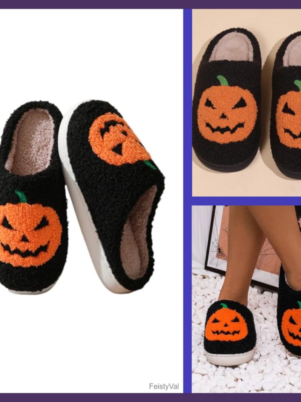 Plush Fuzzy Memory Foam Halloween Slippers Arch Support House Shoes
